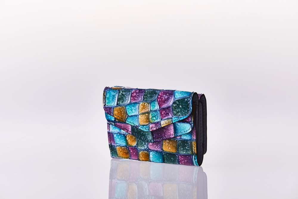 Mosaic Croco Flap Wallet　Mini