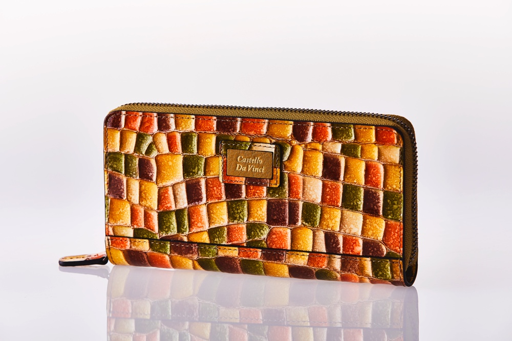 Mosaic Croco Round Zip Wallet