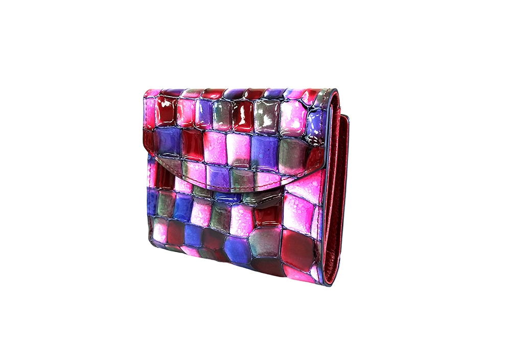 Mosaic Croco Folding Flap Purse