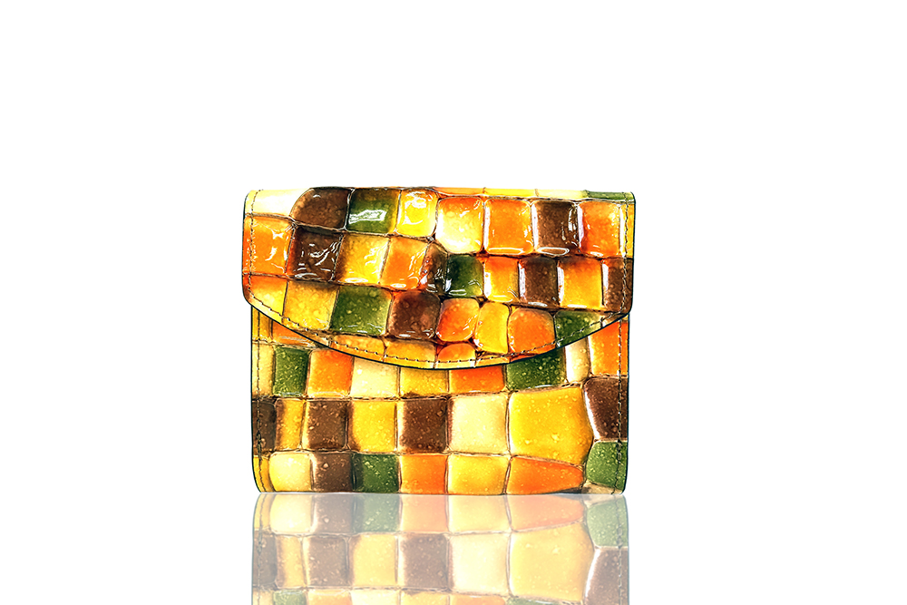 Mosaic Croco Folding Flap Purse